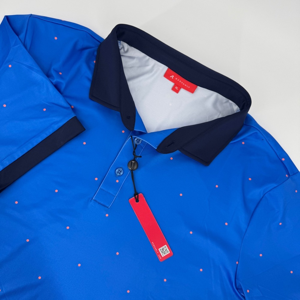 Redvanly Mens Ramey Polo Shirt Marine‎ Blue Micro Dot PUREpoly Golf XL NEW R2516